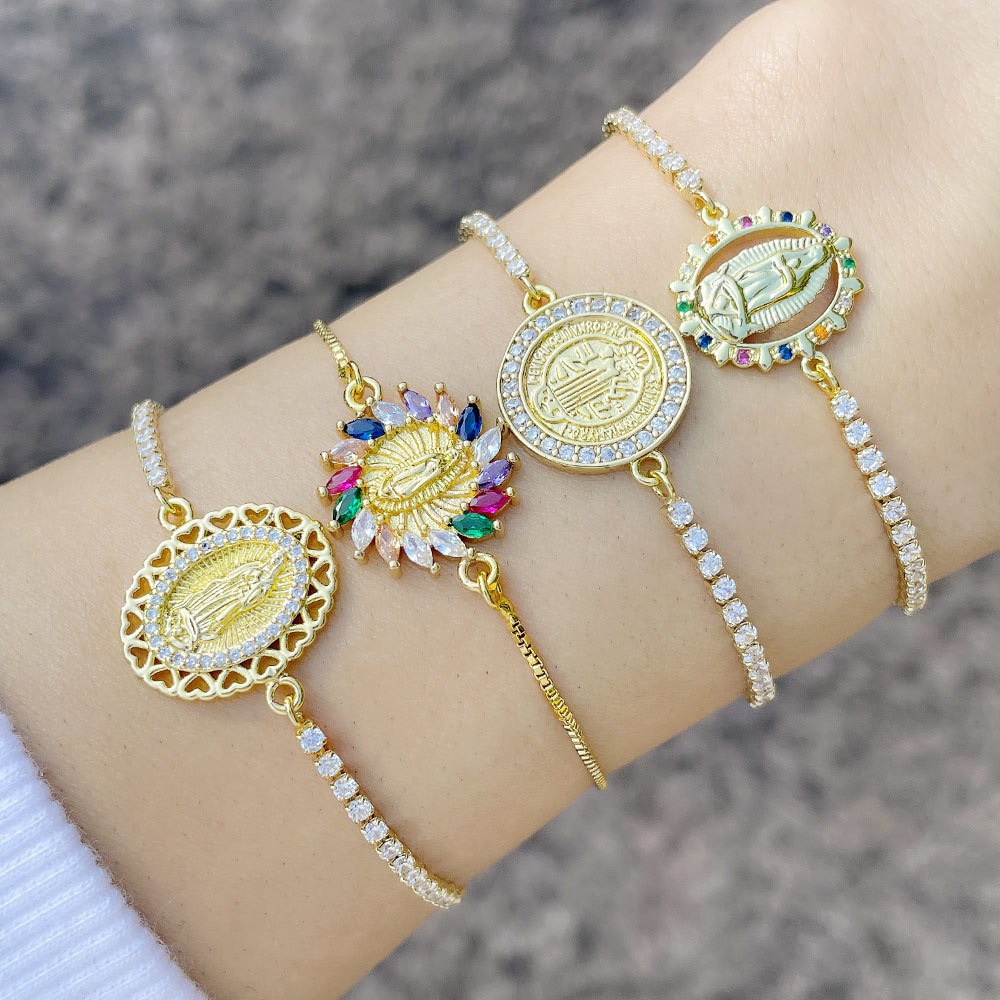 retro fashion color zircon alloy adjustable bracelet