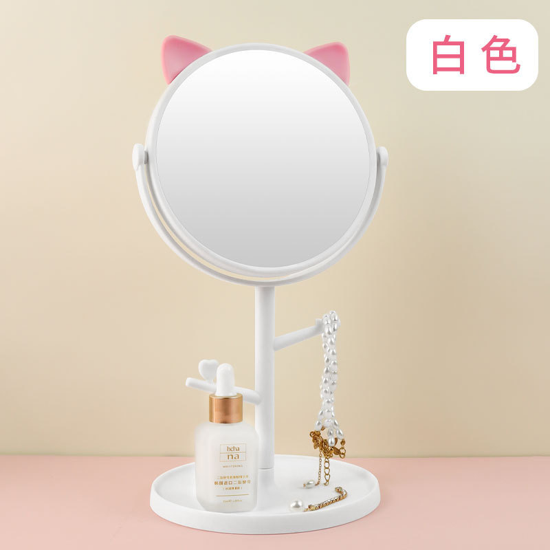 Espejo de maquillaje LED de sobremesa para mujer, espejo pequeño con luz de relleno, espejo de tocador de plástico para escritorio, espejo de hogar, espejo de maquillaje con luz