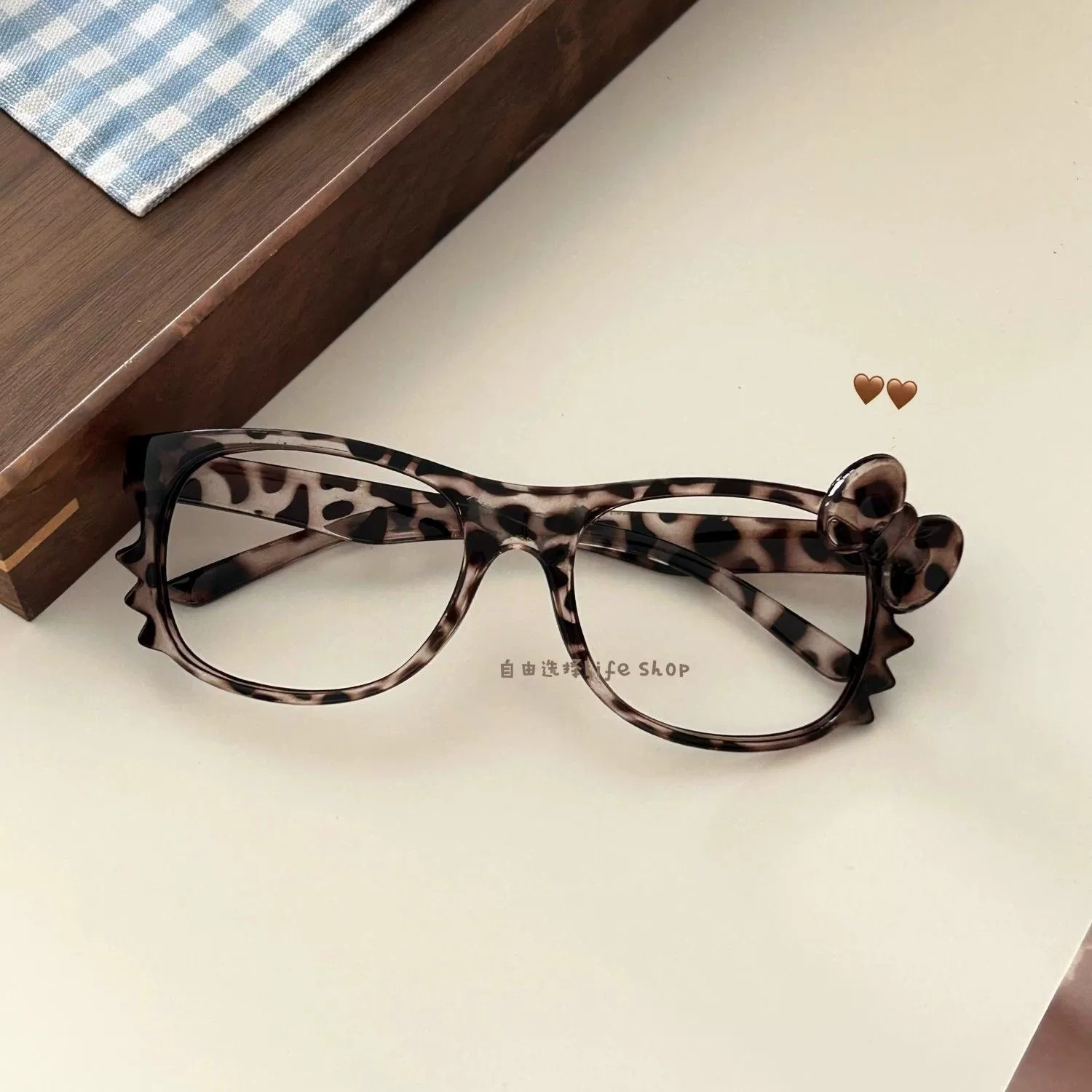Glasses frame decorative plain iTy cute elliptical frameless lens TY leopard 2kkins frame retro