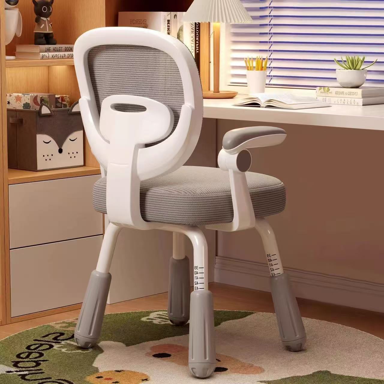Children's Learning Chair Is Stable and Adjustable for Home Use. It Can Be Adjusted for Primary and Secondary School Students to Correct Sitting Posture. Desk and Writing Chair