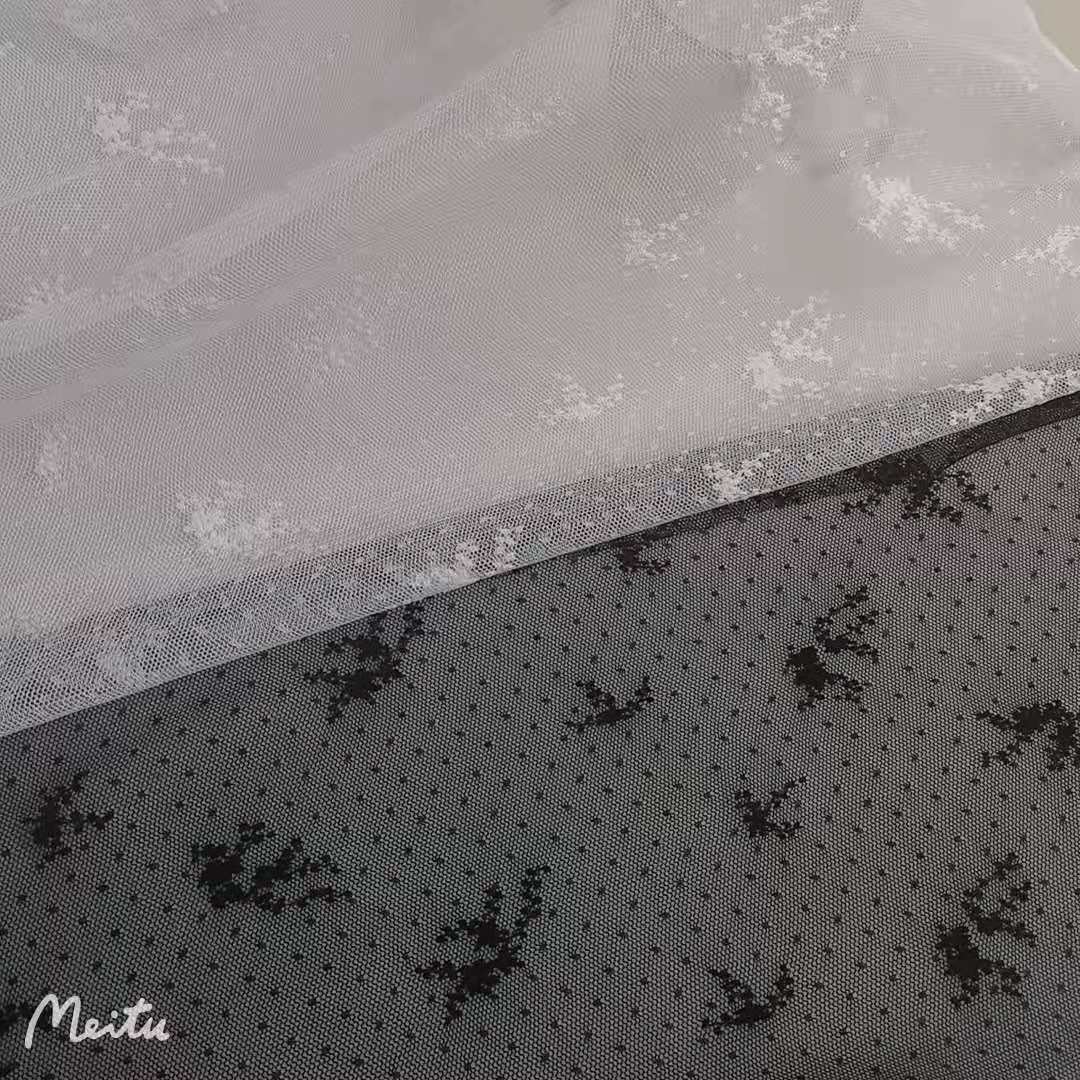 【厂家直销】2021年新款微弹点点小花提花网纱蕾丝 小清新 现货