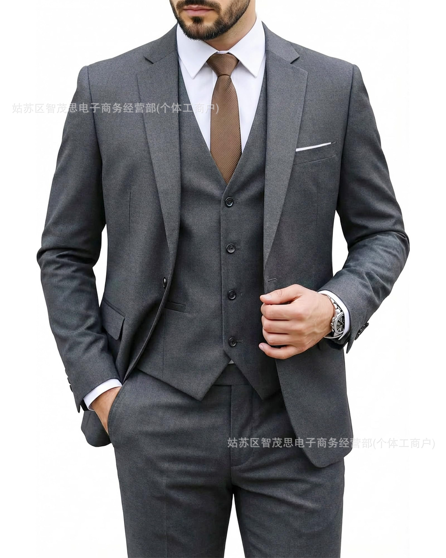 Dark gray suit + vest + pants / XS