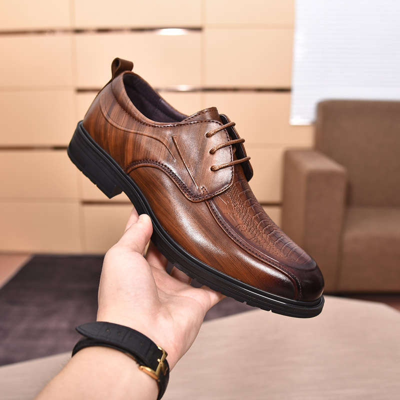 Zapatos de cuero de los hombres de cuero genuino de negocios ropa formal hecha a mano Oxford zapatos británicos zapatos de boda casual transpirable británico coreano zapatos puntiagudos
