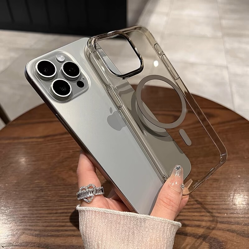 超薄透明磁吸硬壳适用iPhone16promax手机壳苹果17简约13高级感14|undefined