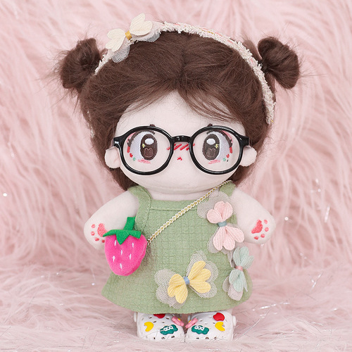 Star cotton doll with glasses, naked baby, changeable clothes, girl doll, dress-up, frame, fried hair wig doll