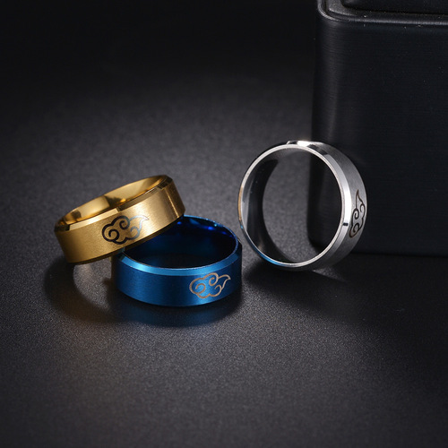 Cross-border popular jewelry accessories from Europe and America, standard US size 8mm wide laser cloud vacuum plating, colorfast
