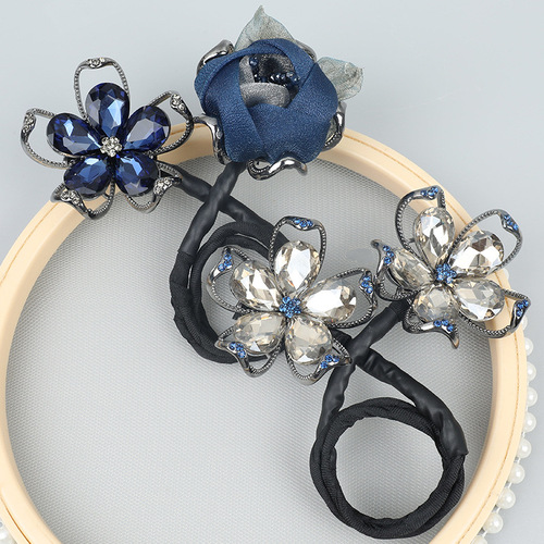 Bosiya Hair Plate Hand-woven Crystal Flower Bud Hair Pole  New Internet Celebrity Hair Plate Hair Accessories