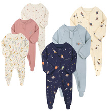 跨境批发一件代发四季婴儿A类连体衣全棉双向拉链款男女爬服长袖