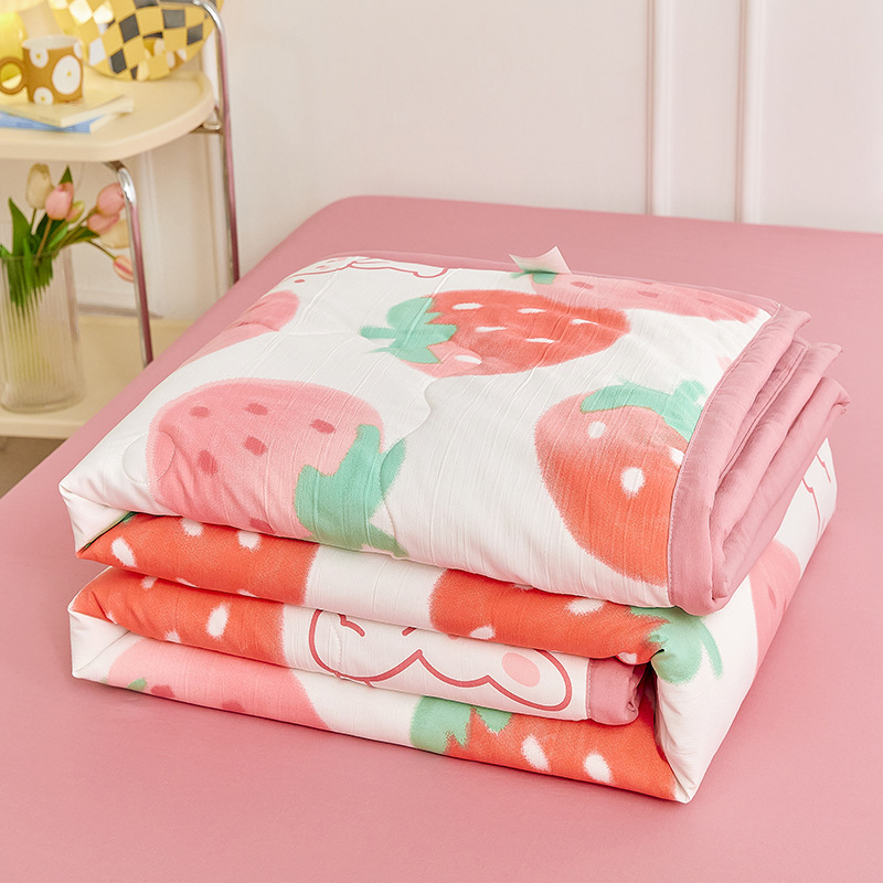 Edredón de verano de algodón y lino lavado, edredón fresco de verano, dormitorio para niños, edredón de aire acondicionado lavable a máquina de cuatro piezas