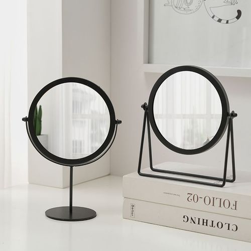 Retro ins Nordic dressing table desktop makeup mirror dormitory desktop portable student home rotating makeup mirror