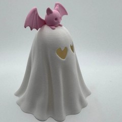Bat Ghost 爱心眼睛蝙蝠幽灵 万圣节牛仔帽幽灵摆件LED茶灯