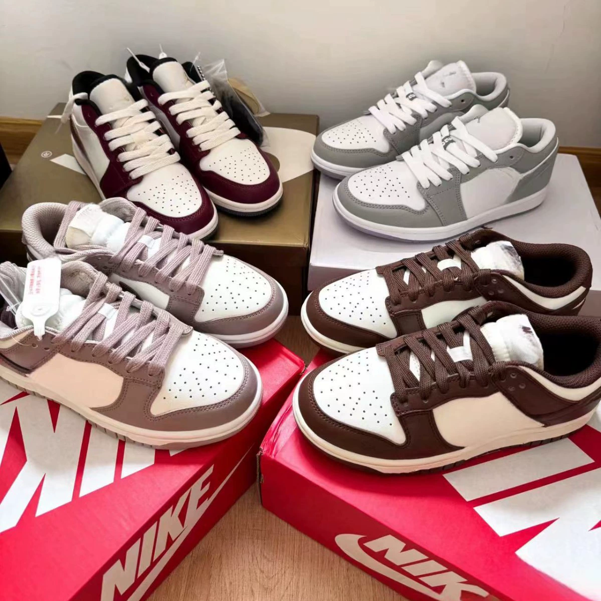Putian высокая версия sb dunk черно-белая панда вино красный кость белый молния инвертированный низ - топ обувь тенденция спортивная обувь