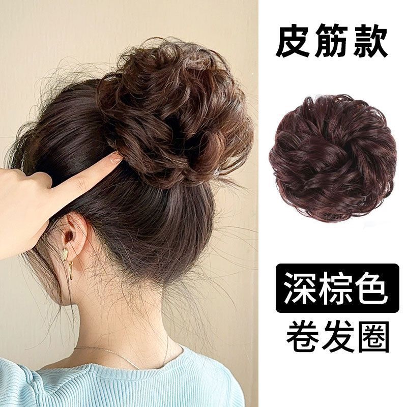 Peluca de cabeza femenina de bola esponjosa anillo de pelo natural flor corsé pelo perezoso updo artefacto Internet celebridad peluca bolsa tocado simulación