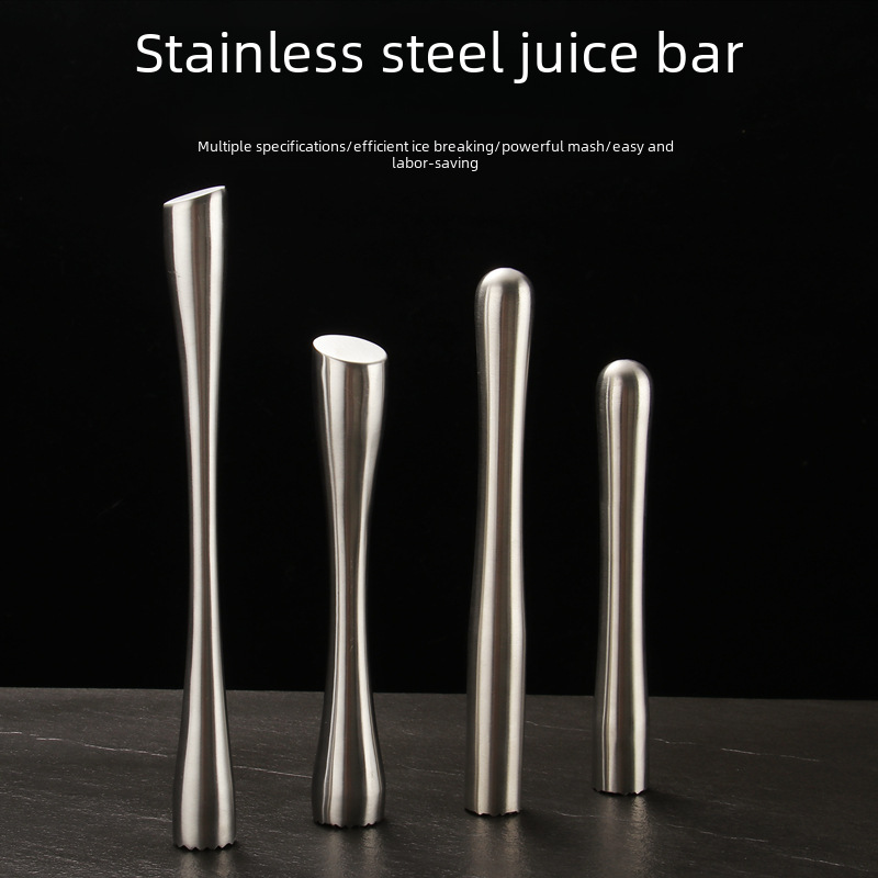 Stainless steel ice cube stirrer, cocktail muddler, ice shaker, lemon muddler, ice bar tools, milk tea shop ice muddler and juice shaker