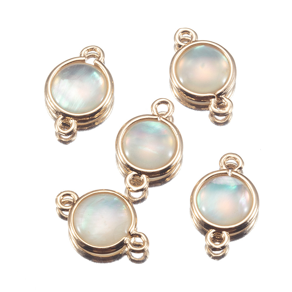 銅合金天然貝殻縁ペンダントアワビ貝円形シングルペンダントdiy手作り耳飾りネックレスアクセサリー