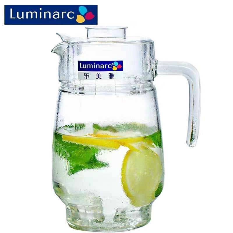 Lemeya vidrio resistente al calor hervidor de agua fría agua manzana verde engrosado jar de jugo tetera flor logotipo al por mayor