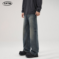 LKTMメンズ # アメリカンレトロcleanfitゆるいストレートジーンズ