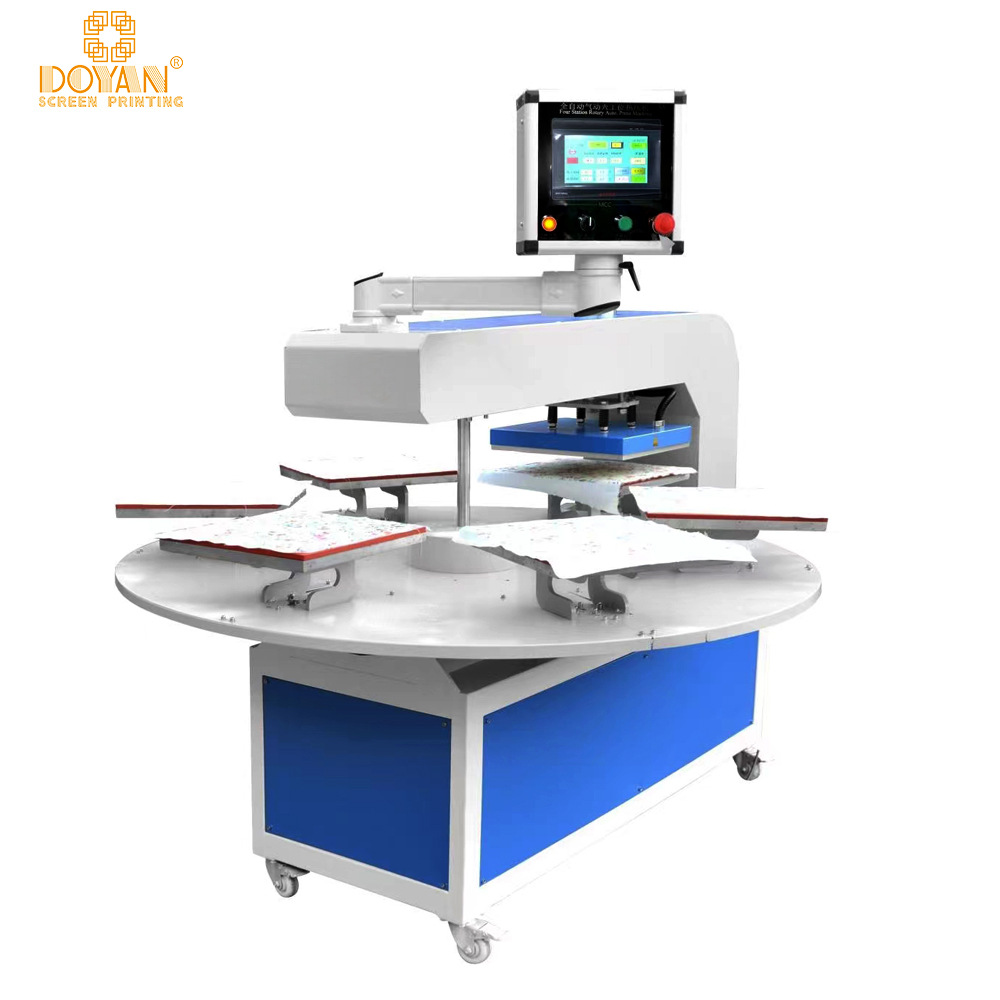 Duyang máquina rotativa neumática automática de seis estaciones de impresión de transferencia de calor máquina de impresión de prensado perforación de prendas de vestir