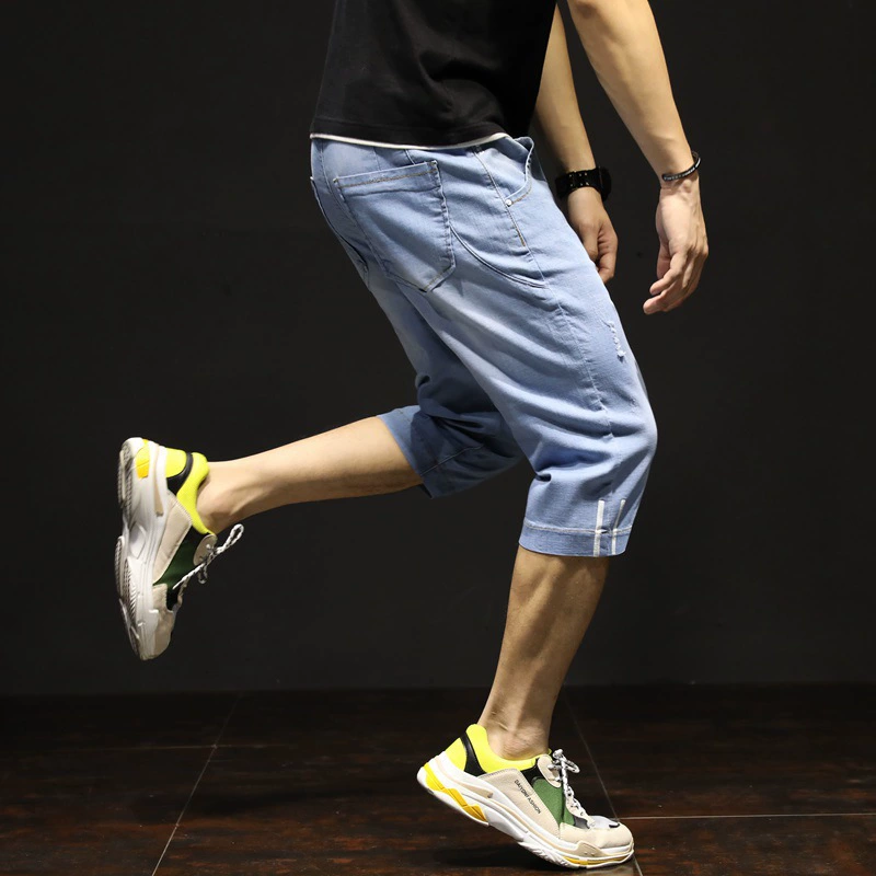 Мужские летние тонкие джинсовые высокоэластичные брюки, slim fit