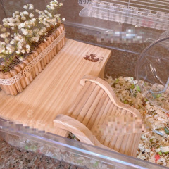 仓鼠笼造景实木平台二层多功能阁楼仓鼠笼子金丝原木玩具用品批发
