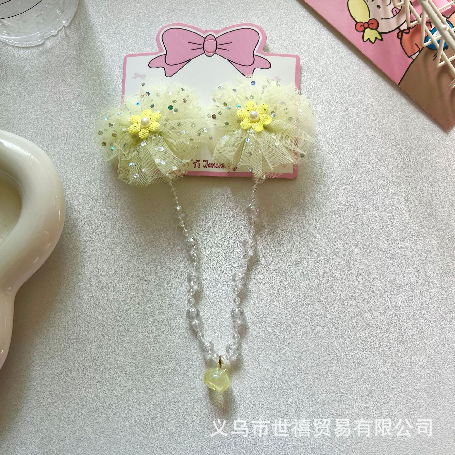 Flores de malla para niños nuevas tarjetas de cabello de niña super inmortal bebé trenzado cadena de cabello adornamiento de cabello estilo chino clip de ropa Han