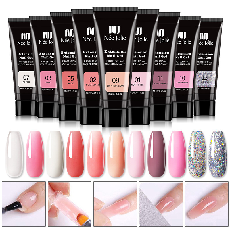 Cross-border nail extension gel 15ml Crystal quick nail extension gel UV phototherapy glue nail phototherapy glue