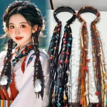 跨境一体头饰小众异域复古民族风发箍编发藏族风情麻花辫点缀编织