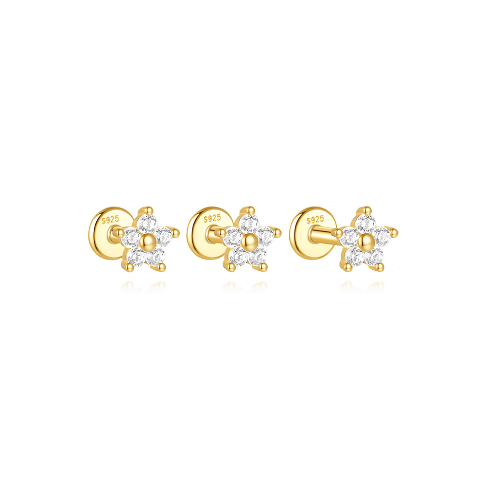 1g Weight Ear Studs Classification Ear Cartilage Rings & Studs Piercing Type 3 Pieces Set Quantity Daily, Festival Occasion 925 Sterling Silver Material Flower Pattern Women's Gender Plating Design Simple Style, Classic Style Style 3 Pieces Set Ear Cartilage Rings & Studs Simple Style Classic Style Flower 925 Sterling Silver Plating Ear Cartilage Rings & Studs 29