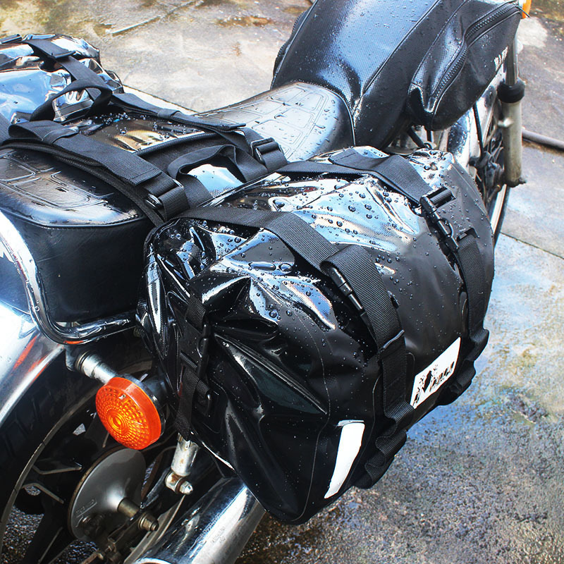 Motorcycle side bag waterproof 25L black saddle bag motorcycle bag side bag helmet bag riding travel bag wholesale