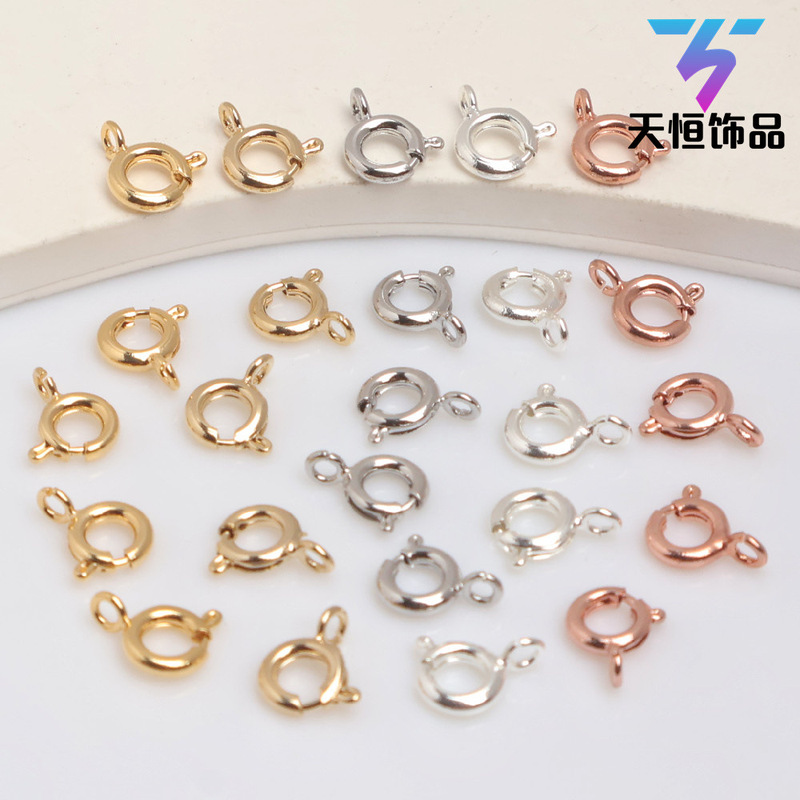 Wholesale 14k bag gold color retention accessories spring buckle handmade diy jewelry bracelet necklace closure connection lock buckle