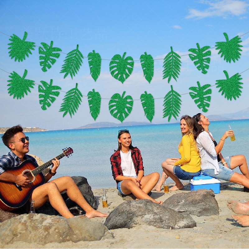 Nueva decoración del partido Hawaiano tire de la bandera tire flor adornos en espiral traje de diseño de la escena del Partido de verano junto al mar