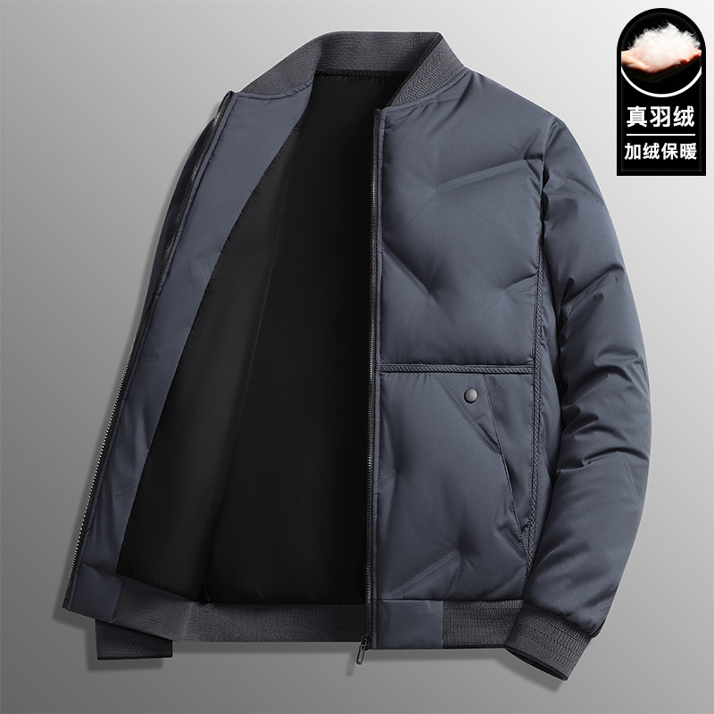 Chaqueta de plumón para hombres mano rápida fábrica de transmisión en vivo de invierno de negocios de moda caliente cuello de béisbol ropa de hombre