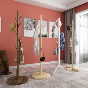 Solid Imported Beech Wood Floor-Standing Branch Coat Rack for Bedroom and Living Room, Simple Standing Clothes Rack, Eco-Friendly Wood Art
