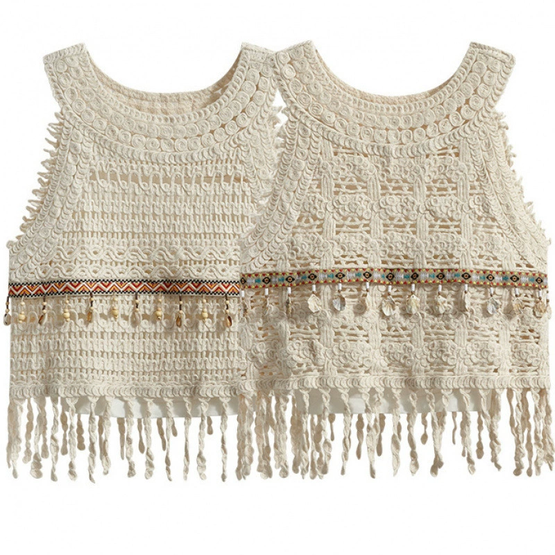 В этом году популярный жилет снаружи блузка женский трикотаж летняя полая рубашка без рукавов