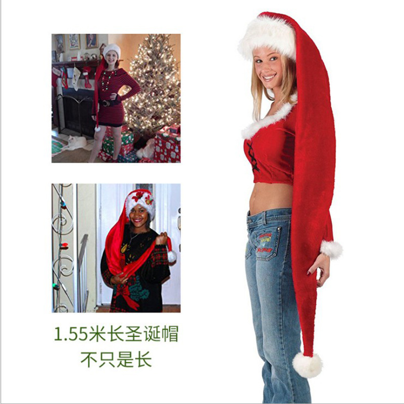 Suministros de Navidad sombrero de Navidad 1,5 m largo adulto sombrero de Navidad felpa sombrero de Navidad accesorios de Navidad
