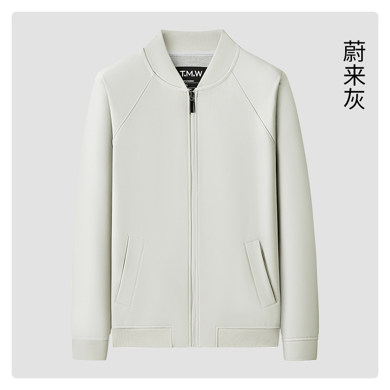 美式飞行员夹克棒球服纯色立领商务男工作服风衣工装外套刺绣时尚|undefined