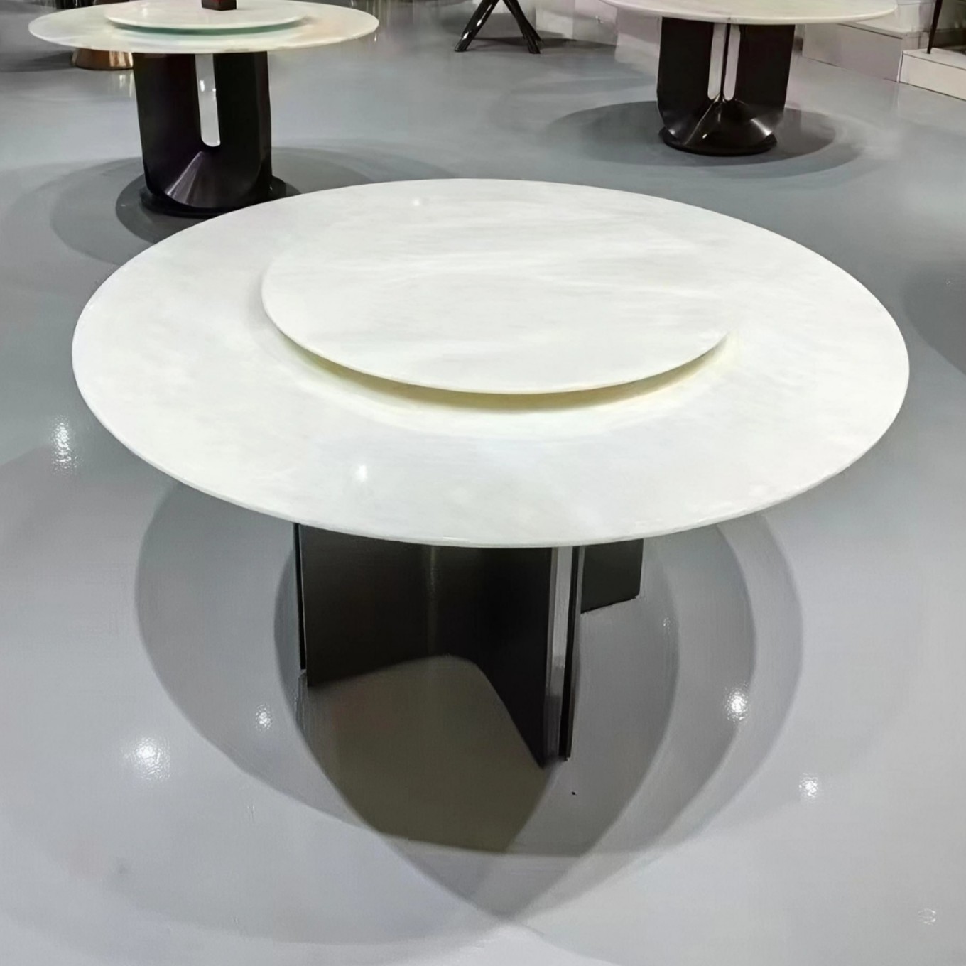 Home Karibingyu Natural Luxury Stone Round Dining Table Restaurant Natural Marble Dining Table Dining Table Six-Person Round Table
