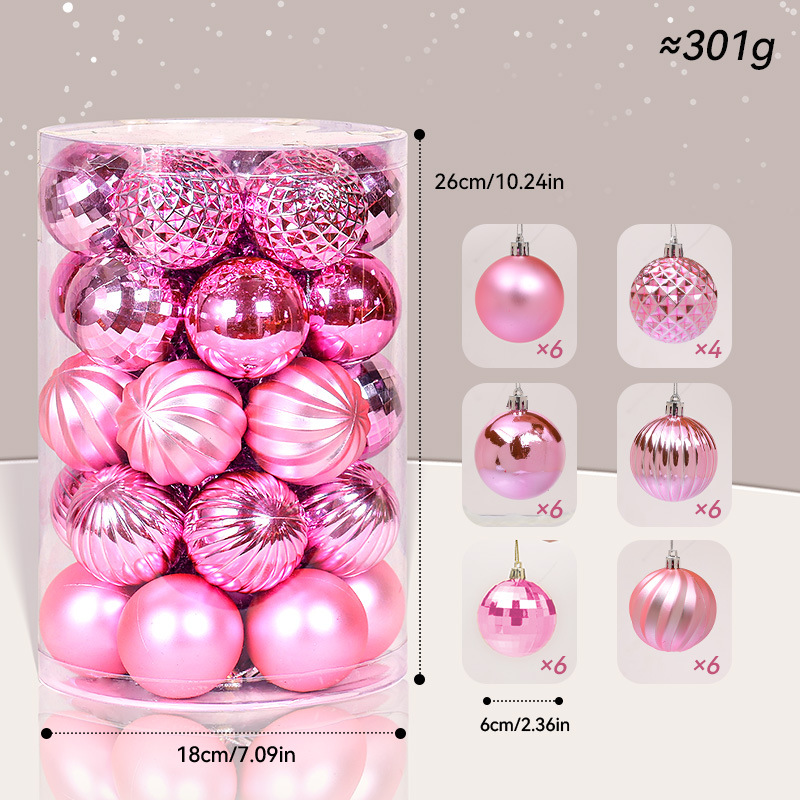 Ventas transfronterizas calientes de 6cm barril galvanizado pintado bola de Navidad bola de plástico set de Navidad árbol de Navidad decoración colgante image 6