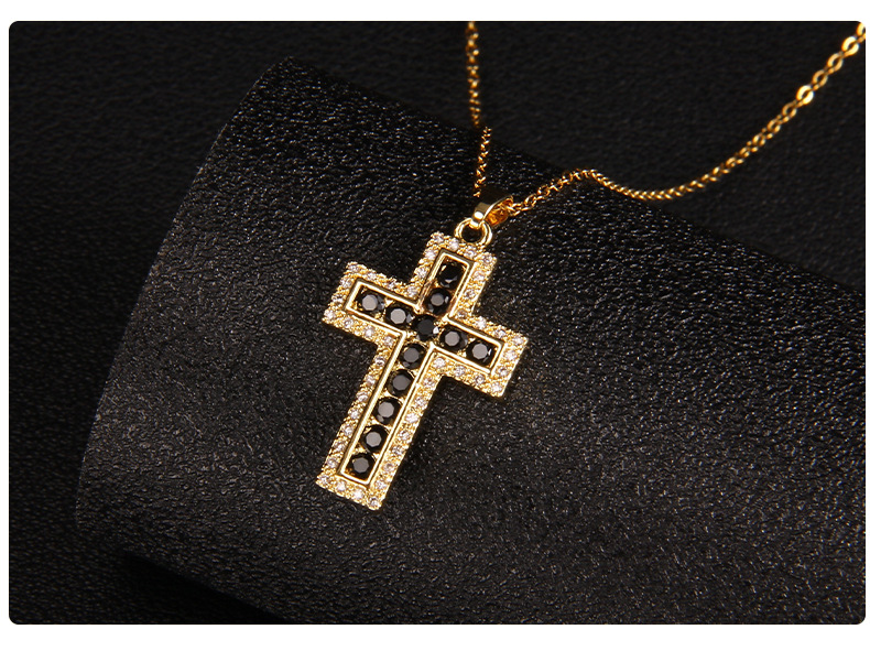 Glam Cross Copper Zircon Pendant Necklace In Bulk display picture 5