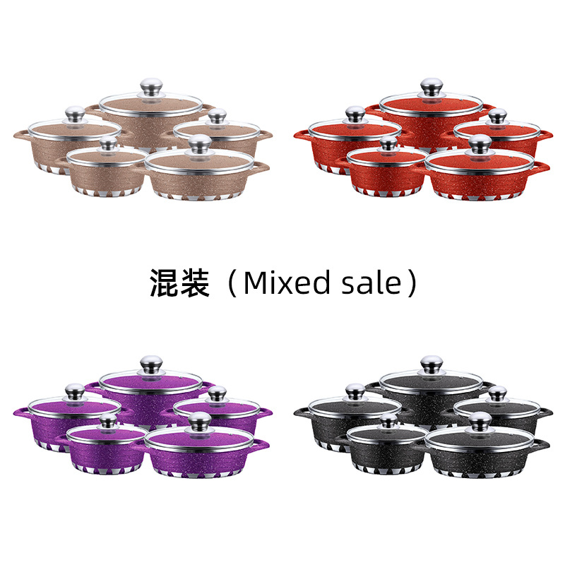 El comercio exterior de aluminio antiadherente olla restaurante sopa olla estofado olla de 10 piezas olla sopa americana hogar olla de cocina traje olla