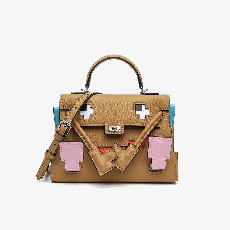 In-Stock Genuine Leather Mosaic Kelly Bag Mini Handbag Crossbody Bag for Women In-Stock Genuine Leather Mosaic Kelly Bag Mini Handbag Crossbody Bag for Women