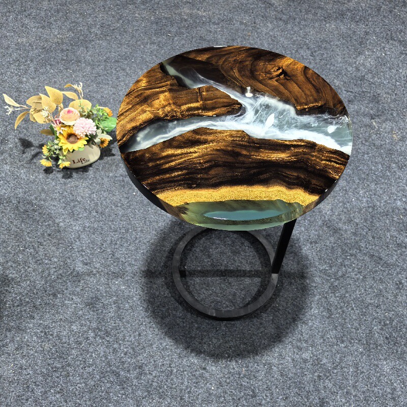 Customized Chinese-Style Coffee Table, Mini Resin Round Side Table, Bedroom Bedside Table, Round Light Luxury Small Apartment Table Customized Chinese-Style Coffee Table, Mini Resin Round Side Table, Bedroom Bedside Table, Round Light Luxury Small Apartment Table