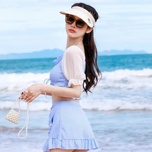 New style bubble bath split swimsuit, sexy conservative, popular trend, slimming, stomach covering women's swimsuit, wholesale women's style