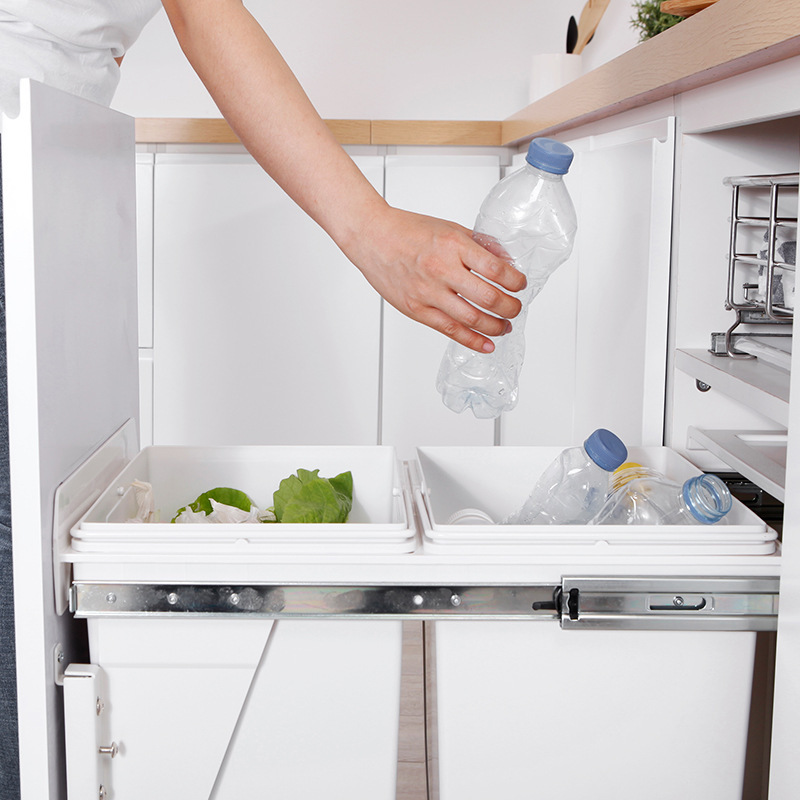 Sorting Trash Bin Kitchen Cabinet Drawer Embedded Under-sink Kitchen Cabinet Hidden Built-in Storage Drawer