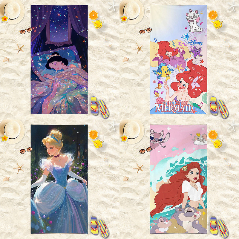Disney Princess Series Cartoon Print Microfiber Beach Towel Elsa Mermaid Children's Swimming Bath Towel Disney Princess Series Cartoon Print Microfiber Beach Towel Elsa Mermaid Children's Swimming Bath Towel