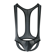 跨境男士情趣内裤冰丝网孔囊袋丁字裤镂空透气性感双丁连体内衣男