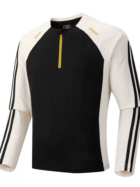 Spring and Autumn new men's long-sleeved crewneck sweatshirt with two stripes, plus size, casual running sportswear