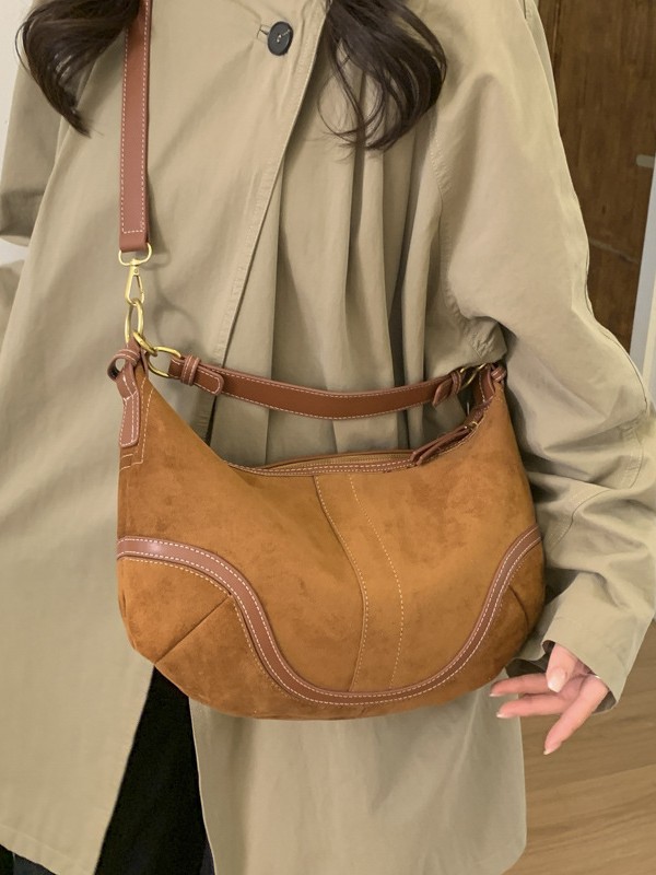 Nicho de diseño estilo estilo simple personalidad in-viento texturas de gamuza bolsas de bolsas de bolsas de hombro diarias