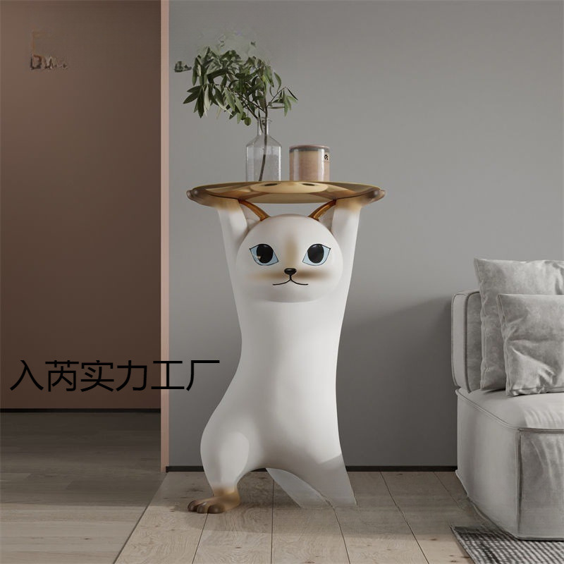 Cat Coffee Table, Large Living Room Tv Cabinet, Floor-Standing Tray Next to the Sofa, Housewarming and Newlywed Large Ornaments