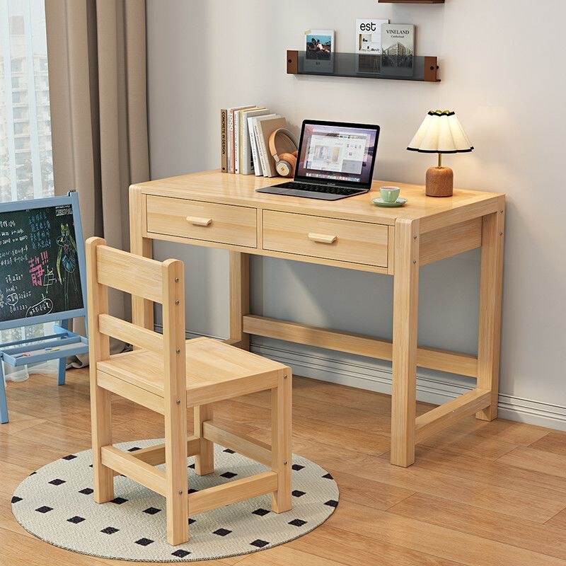 Purely Wooden Study Table for Small Apartments, Dedicated to the Bedroom and Study Room, with Storage Drawers, Student Computer Desk, Single-Person Writing Desk Purely Wooden Study Table for Small Apartments, Dedicated to the Bedroom and Study Room, with Storage Drawers, Student Computer Desk, Single-Person Writing Desk